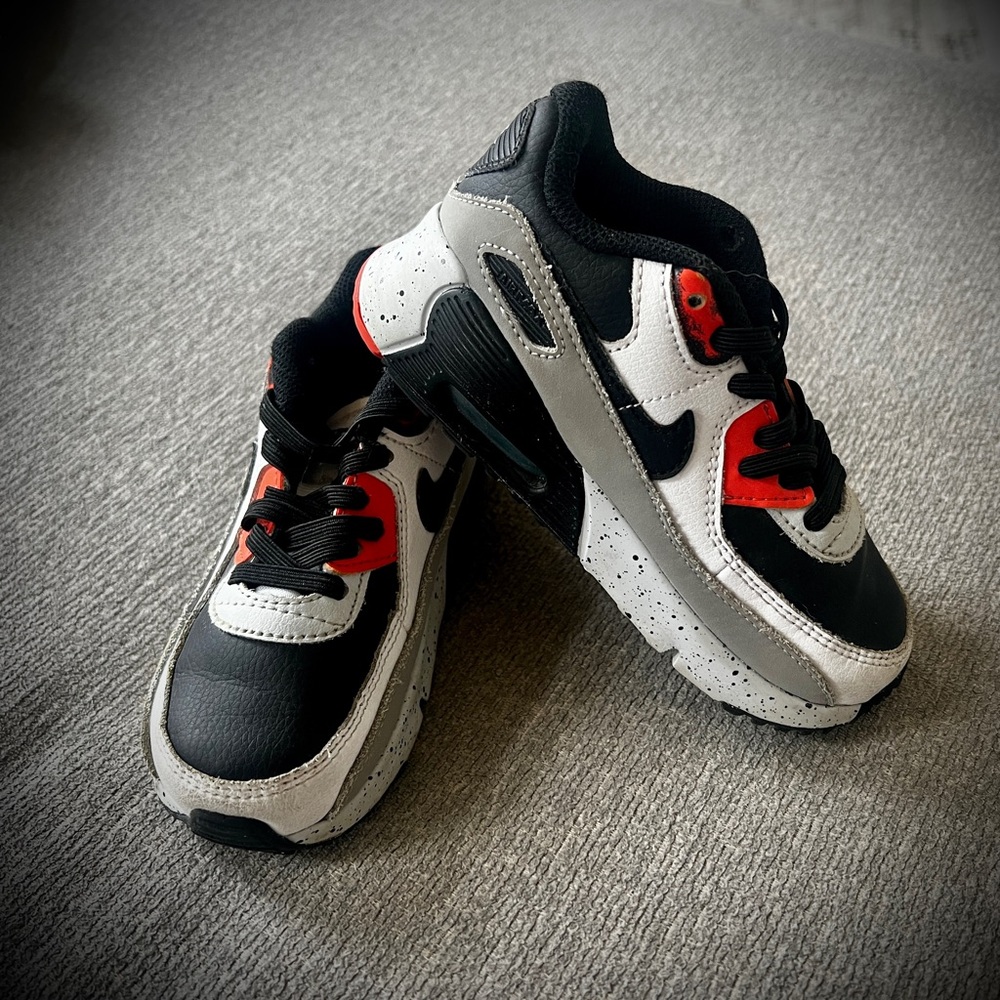 Air Max 90 Leather GS 'White Turf Orange Speckled'